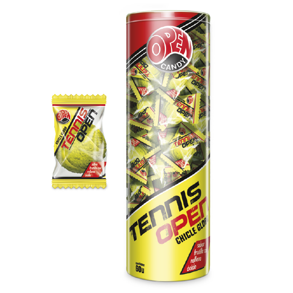CHICLE OPEN CANDY TENNIS TUBO 60u Sweet SA Open Candy