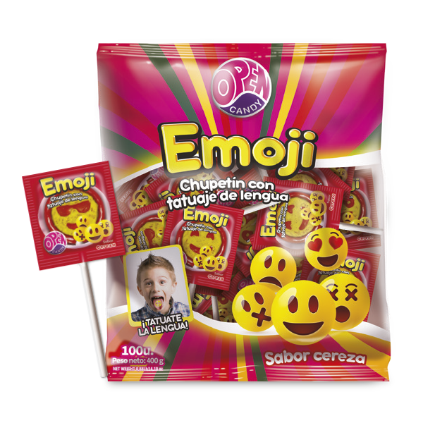 CHUPETIN OPEN CANDY TATUAJE EMOJI 80u 5g Sweet SA Open Candy